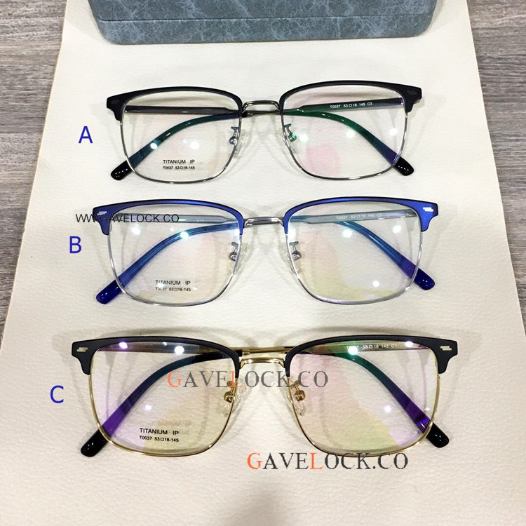 Titanium Ip Frame Eyeglass T0037 Gold Leg with Free Shipping